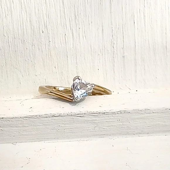 14K GE ESPO (Joseph Esposito) Heart Shape CZ Stone Gold Ring - Picture 5 of 8